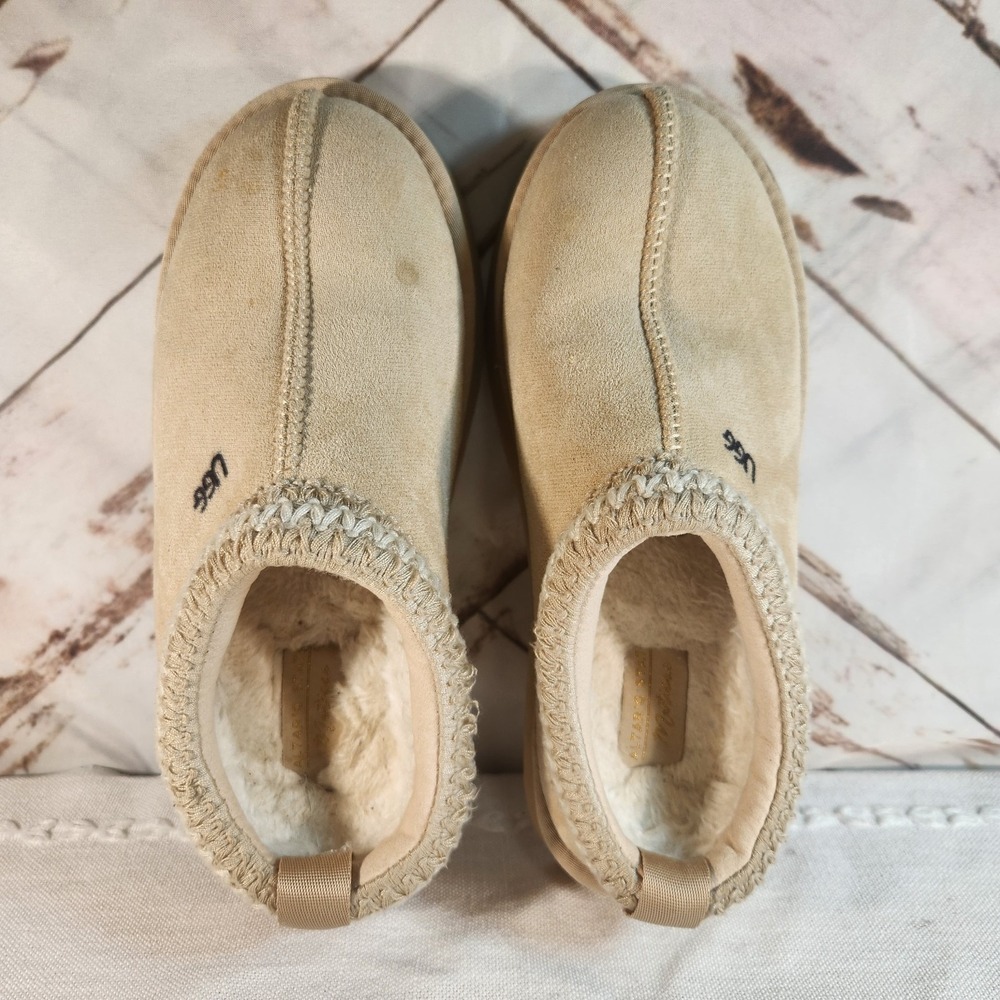 UGG Altaro Stat Mitaine Cloud Slippers Women's Size 7 Beige Suede Faux Fur...